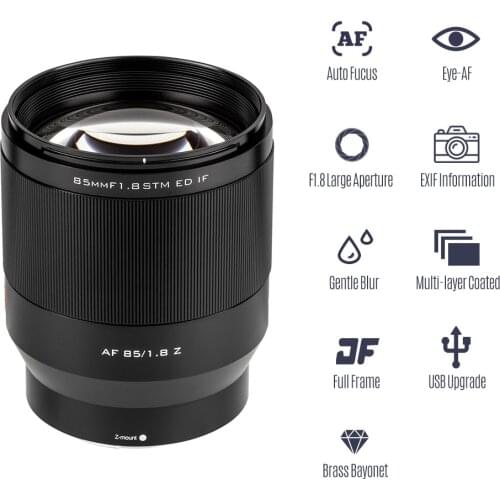 Viltrox AF85/1.8Z 85mm AF Camera Lens F/1.8-16 Large Aperture STM Focus Motor Lens for Nikon Z5 Z50 Z6 Z6Ⅱ Z7 Z7Ⅱ Cameras