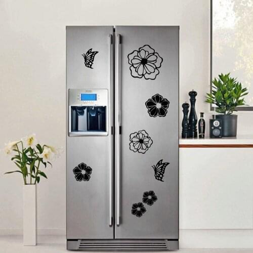 Pretty Flowers Butterfly Vinyl Decals Waterproof Wall Stickers For Washing Machine Kitchen Sticker наклейка на холодильник
