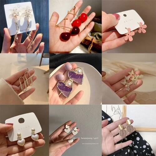 XIYANIKE Heart Pearl Earrings Romantic Butterfly Flower Fruit Cherry Earrings 2020 Multiple Styles Women Fashion Jewelry Gifts