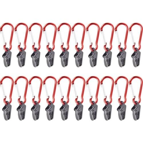 5/10pcs Outdoor Camping Tent Awning Canopy Fixing Clamp Grip with Carabiner Hook Windproof Tarpaulin Wind Rope Snap Clips