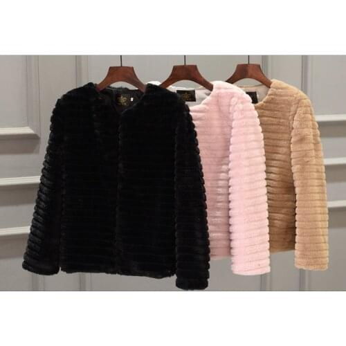 2020 Pink Faux Fur Coat Women Jacket Pink Autumn Fashion Furry Jacket Short Fur Coats Womens Abrigo Mujer KJ980