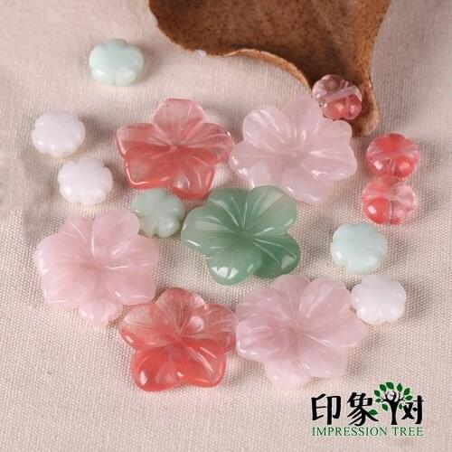 10Pcs 12*6mm Jad Five-petaled Flower Beads Natural Stone Loose Spacer Beads For Bracelets Handmade DIY Jewelry Components Making