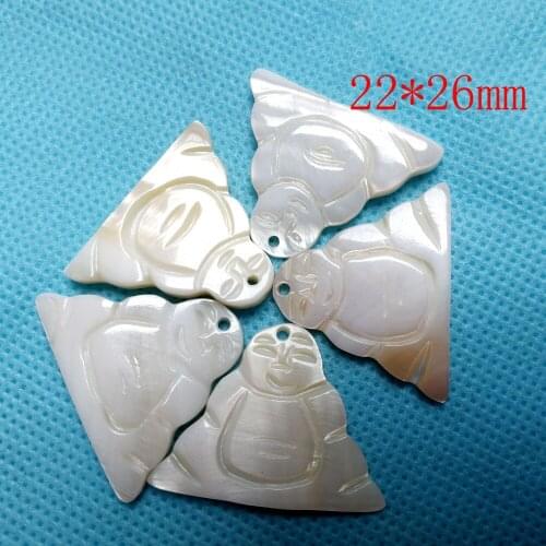 10pcs Natural White MOP Shell Carved Buddha Pendant fit Fashion Necklace making Free shipping