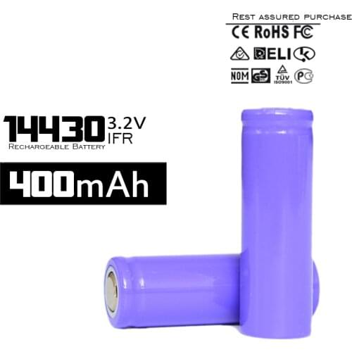 100% Real Capacity 10PCS 14430 Battery Neutral Lifepo 3.2V 400mAh Rechargeable Batteries