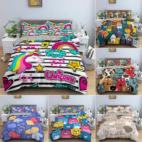 3D Printed Cartoon Duvet Cover for Bedroom Luxury Cozy Bedding Set Quilt Cover Pillowcase King Twin Single Home Decor 2/3Pcs
