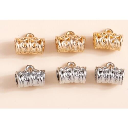 20pcs 11*9mm Alloy Carved Charms Bails Beads Spacer Beads for DIY Bracelets Necklaces Jewelry Handmade Making Accessories