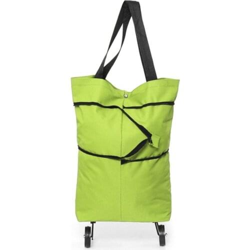 2021 Foldable Shopping Trolley Cart Foldable Reusable Eco Large Waterproof Bag Luggage Wheels Non-Woven Market Bag Pouch