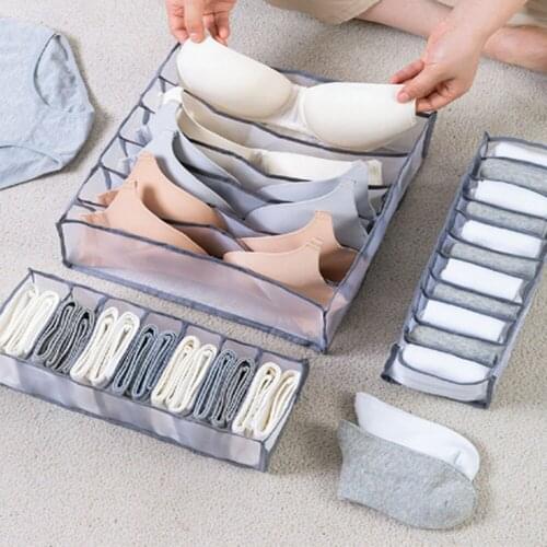 6/7/11 Grids Bra Underwear Storage Box Multi-grids Scarfs Socks Clothes Organizer Nylon Foldable Drawer Divider Organizers New