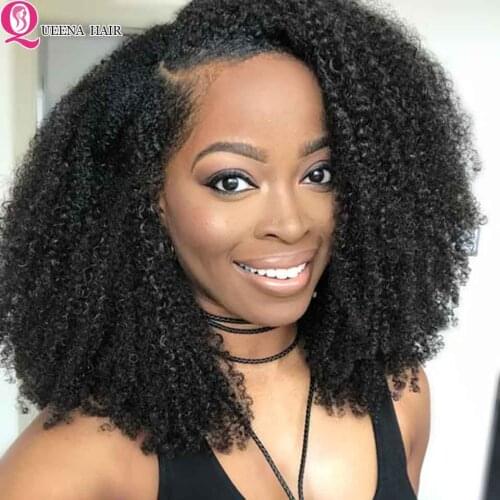 Afro Kinky Curly Wig Short Bob 4x4 Glueless Lace Closure Wig Pre Plucked Mongolian Natural Human Hair Wigs For Black Women 250