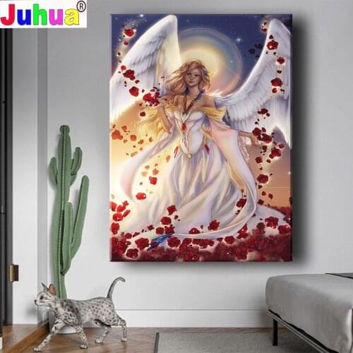 5d diy diamond painting White angel girl full square round diamond embroidery mosaic for 2021 New arrivals gift home decoration