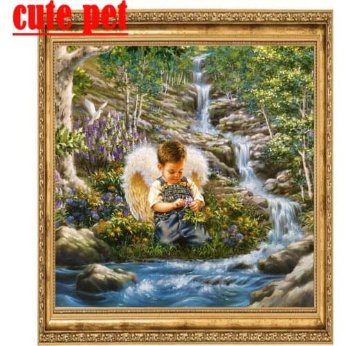 Cute pet Diamond Mosaic100% Resin Angel Child DIY Round square Diamond Painting 5D Character Gift Embroidery Home Decor Painting