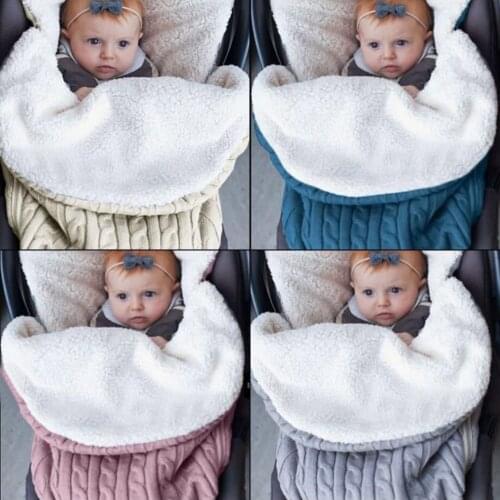 Baby Envelope For Newborns Cute Thicken Warm Knitted Sleeping Bags Babies Swaddle Wrap Swaddling Blanket Sleep Bag For Stroller