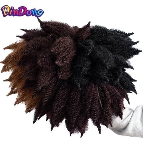 DinDong Synthetic 8 inch Afro Kinky Marly Braids Crochet Twist Hair Extensions 14 roots/pc High Temperature Fiber Marley Braid