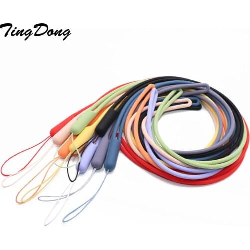 TingDong Long 43cm Mobile Phone Strap Soft Silicone Wrist Lanyard Mobile Phone Chain Straps Keychain Charm Cords DIY Hang Rope L