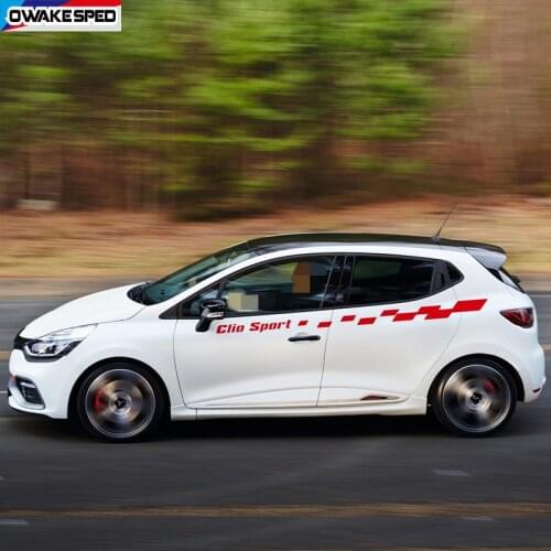 For Renault Clio Sport Stripes Car Door Side Decor Sticker Racing Lattices Graphics Vinyl Decals Auto Body Stickers