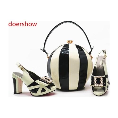 Doershow Italian Shoe with Matching Bag Sets African Woman Matching Italian Shoe and Bag Set Nigerian Shoes and Bag Set!MQ1-9