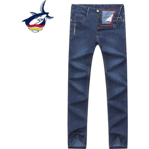 Mens classic jeans masculino Tace & Shark brand embroidery jeans men fashion slim fit smart casual business style male jeans