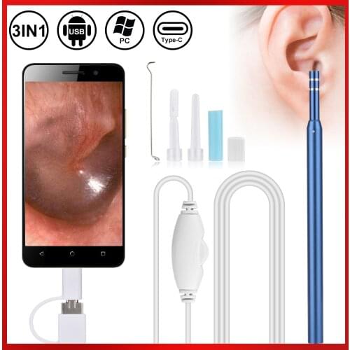 Ear Cleaning Endoscope 2 in1 USB HD Visual Ear Spoon 5.5mm Mini Camera Android PC Ear pick Otoscope Borescope Tool Health Care