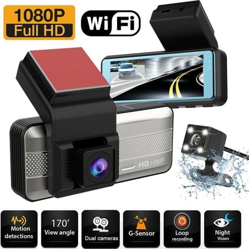 FHD 1080P Dual Lens Dash Cam WiFi Car DVR Auto Digital Video Recorder Dashcam 170° G-Sensor Night Vision APP Control Car DVRs