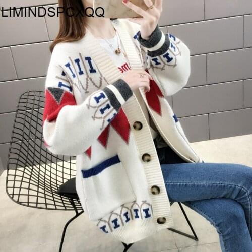 Red Cardigan Sweater 2021 Fall Soft Cotton Loose Single-breasted Knitted Hot Tide V-Neck Winter Korean Casual Simple Chic Jacket