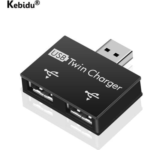 Kebidu USB 2.0 Twin Charger Adapter Dual 2 Port USB Splitter Hub Converter Charging USB Wire Plug for Laptop PC