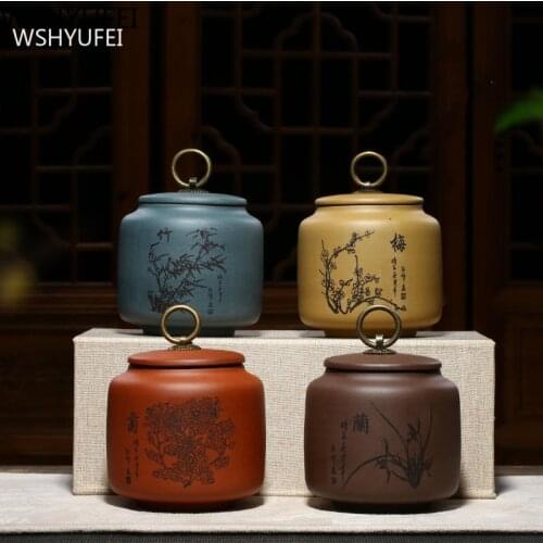 Yixing Purple Clay Tea Caddy Exquisite Candy storage tank Portable Sealed Jar Travel Teaware Tieguanyin Tea Box Coffee Canister