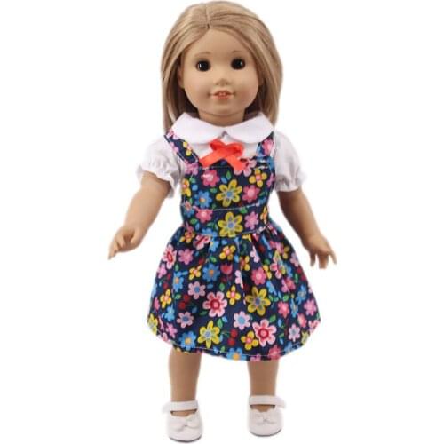 2021 New Pattern Two Piece Floral Skirt Suit Fit 18 Inch American&43cm Baby New Born Doll Clothes Accessories Girls' Toys