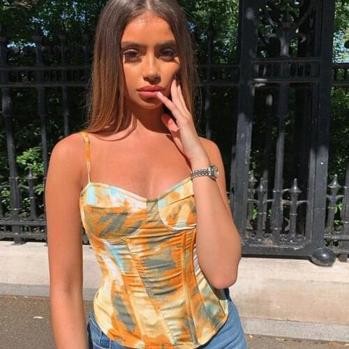 Women New Tie Dye Print Crop Tops V-neck Sleeveless Slim Tank Top Fashion Casual Feminino Bustier Top Vest Streetwear Swimwear