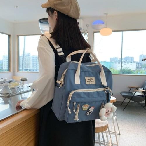 Lovely Multifunctional Backpack Flower Teenage Girl Ring buckle Portable Travel Bag Female Small Schoolbag Badge Women Backpacks