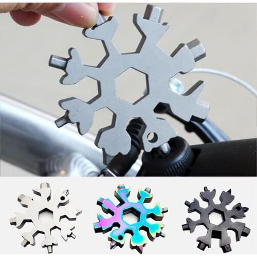 18 In 1 Snowflake Multi Pocket Tool Multipurpose Camp Survive Multifunction Keychain Key Ring Spanner Allen Wrench Outdoor Hike