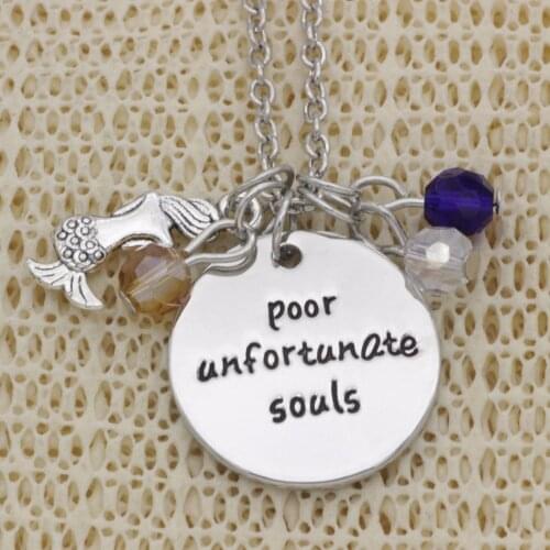 Fashion Memorial Necklace mermaid poor unfortunate souls crystal Alloy Necklace Chains Jewerly For Women N2032