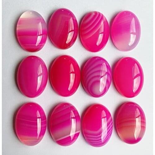 Fashion charm rose red Striped Onyx stone beads for jewelry making 13X18MM cab cabochon oval Ring accessories 20Pcs/lot