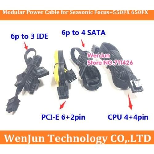 6pin to 4 SATA / 6pin to 3 IDE / 8pin to CPU 4+4pin / 8pin to 6+2pin modular Power supply cable for Seasonic Focus+550FX 650FX