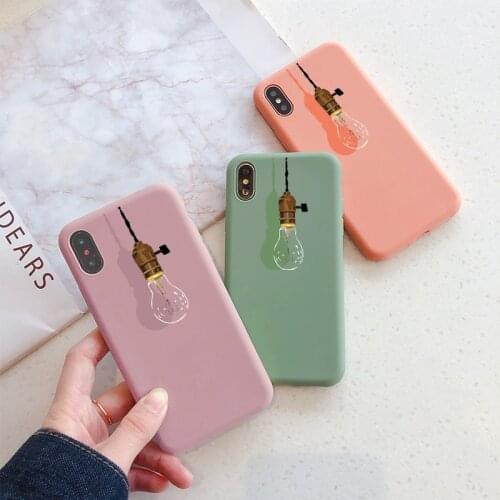 JAMULAR Funny Light Bulb Fitted Case For iPhone 7 11 Pro XS MAX XR X 8 6s Plus Candy Color Print Soft Silicone Phone Cover Coque
