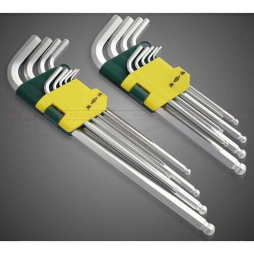 9PCS Chrome vanadium longer hexagon wrench set 1.5 2 2.5 3 4 5 6 8 10MM