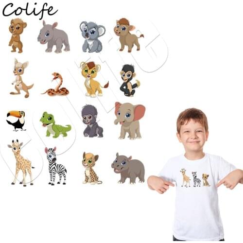 Animals Stickers Set Snake Tiger Parches Easy Print Non Toxic Patches Iron On Embridery Applique For Children