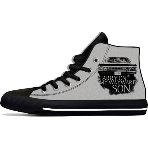 Carry on My Wayward Son Supernatural Hot Fashion Casual Cloth Shoes High Top Lightweight Breathable 3D Print Men Women Sneakers