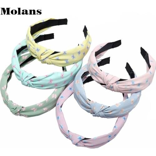 Molans New Fabric Printing Headband Knotted Wide-brimmed Ladies Hairband Bowknot Cute Headhoop Hair Accessories