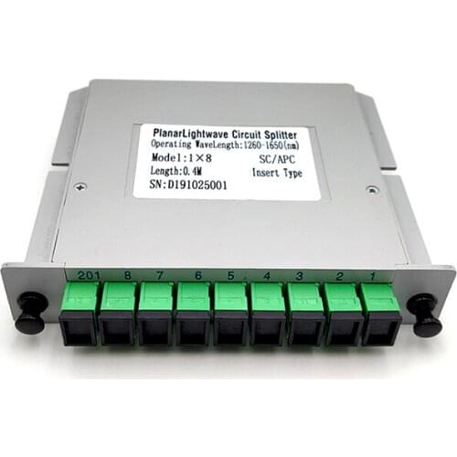 Free Shipping10pcs/lot Cassette Insertion Type Fiber Optic Splitter Box 1x8 SC/APC Cassette Insertion Type Fiber Optic Splitter