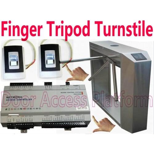 Fingerprint Open Tripod Turnstiles Gate+RFID Card Access Gate Reader+Web Network Access Controller Turnstile Biometric scanner