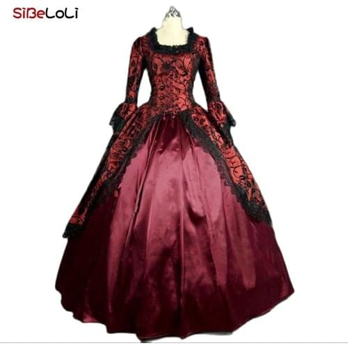 Renaissance Marie Antoinette Brocade Princess Gothic Fantasy Dress Theater Gown