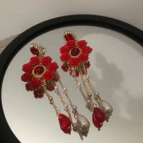 Luxury Handmade Crystal Tassel Long Drop Earrings For Women Korean Boho Earings Party Jewelry