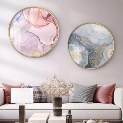 Nordic Wall Art Canvas Painting Golden Blue Pink Poster Print Abstract Marble Texture Pictures Modern Living Room Home Decor