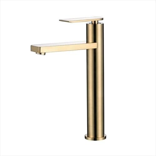 Bathroom Basin Faucets Brushed Gold Solid Brass Sink Mixer Hot & Cold Single Handle Deck Mounted Lavatory Taps Black/Chrome