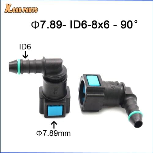 7.89mm ID6 8x6 SAE 5/16 Fuel pipe joint Fuel line quick connector plastic fittings female connector 90 degree 2PCS High Quality