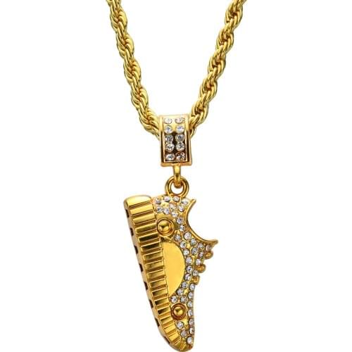 New 24inch Stainless Steel Rope chain Hip Hop Men Women Shoe Pendant Necklace Jewelry Bling Bling