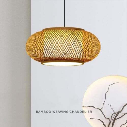 Japanese pendant light woven vine lamp Asia pendant light e27 simple design bambo lamp for Restaurant Hotel kitchen tatami lamp
