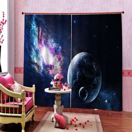 Moon Earth Curtains Universe Earth print Blackout windows curtain for Living Room Bedroom