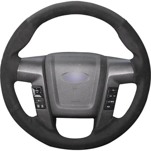DIY Black Suede Leather Car Steering Wheel Cover for Ford F150 F-150 SVT Raptor 2010 2011 2012 2013 2014 Accessories Parts