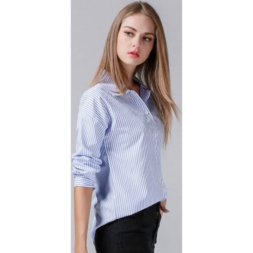 Spring Autumn Casual Shirts Women Tops Long Section Striped Long Sleeve Office Lady Blouses Casual Blusas Mujer De Moda TA1542